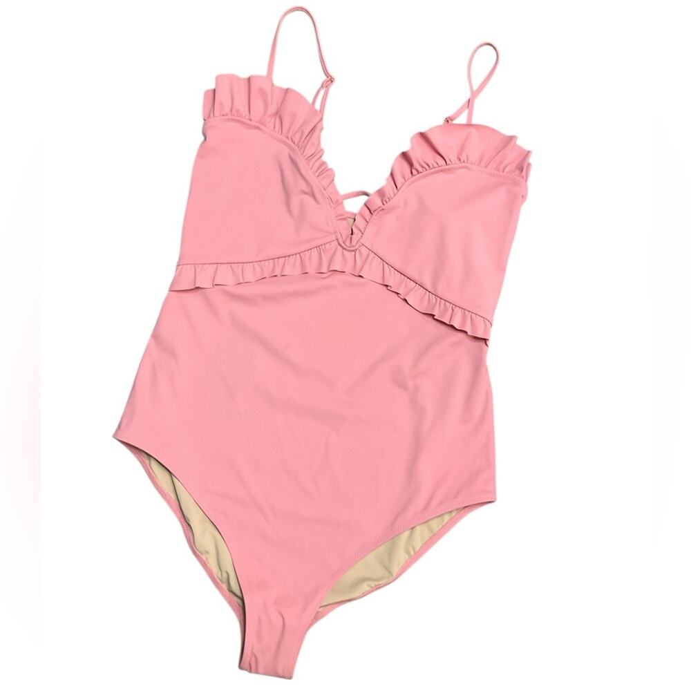 EVARAE Bloomingdale’s Women’s Madison Ruffled One Piece Swimsuit Size 10 NWT